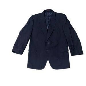Savile Row VTG Navy Wool Blazer 46R Structured Classic Suit Jacket Sport Coat